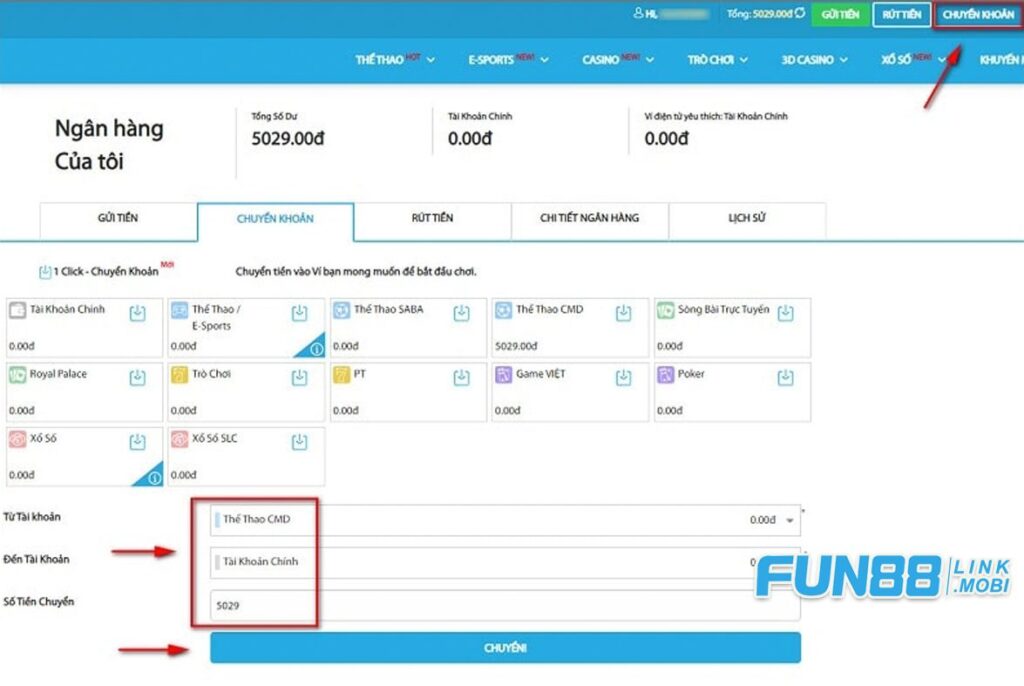Chuyển quỹ FUN88